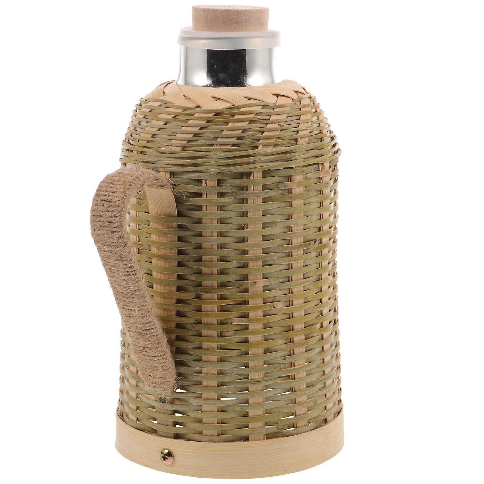 Thermal Kettle With Handle For Indoor Outdoor Use 1Set Bamboo Material Heat Preservation Feature