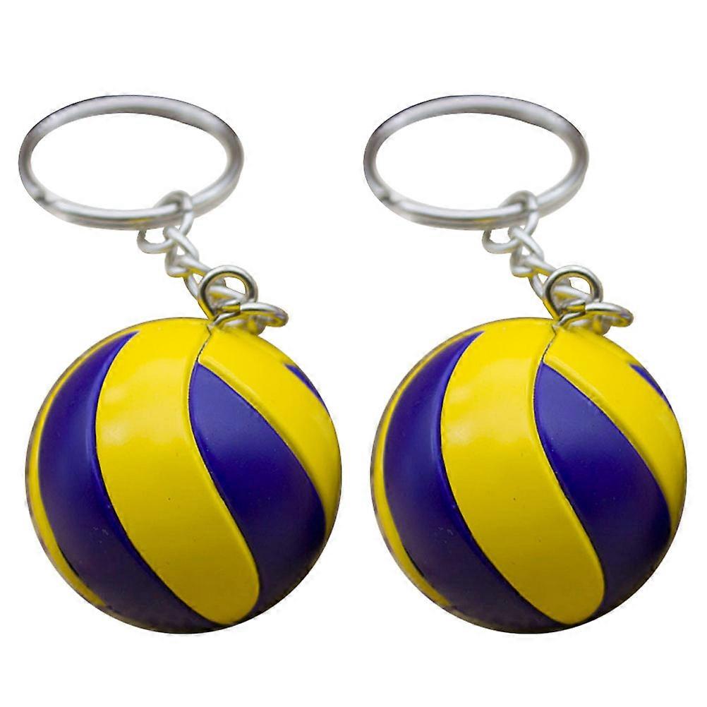 Sports Theme Volleyball Keychain 2Pcs Family Members Daily Use Multi Colored Holds Keys