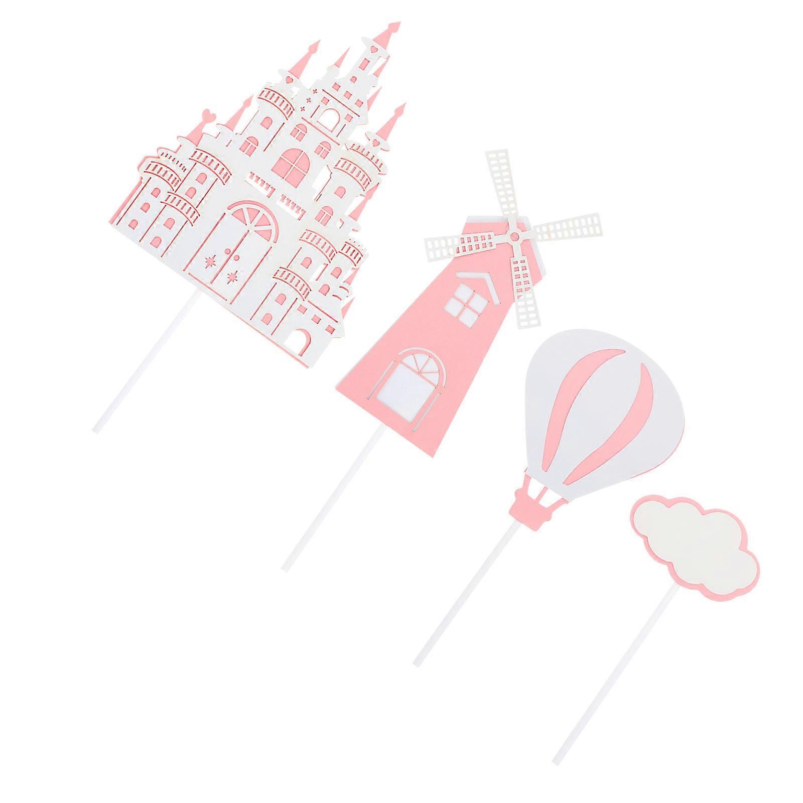 Pink Balloon Windmill Cake Plug- Decoration 8Pcs Set