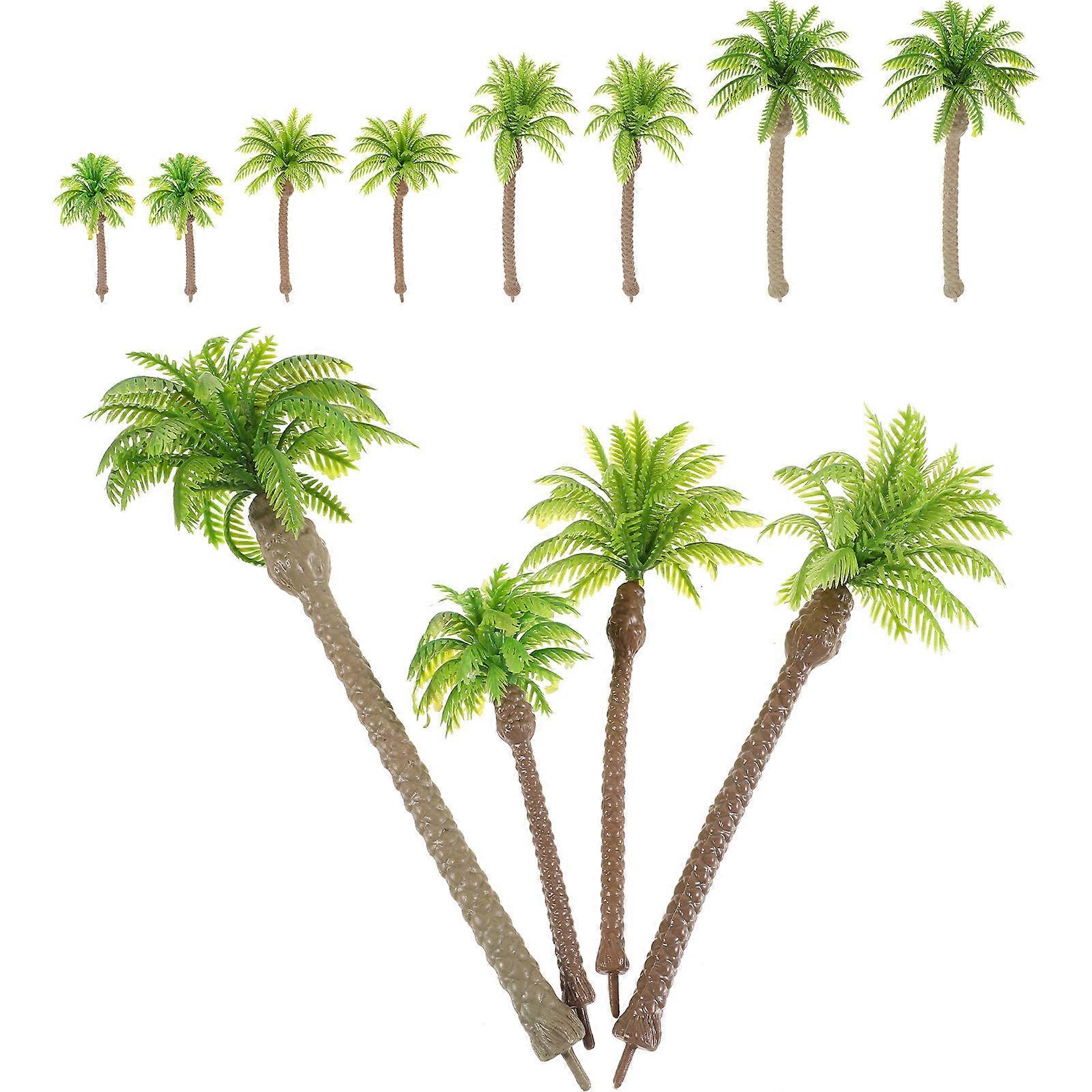 12 Pcs Miniature Palm Trees for Decor Green Plastic Perfect for Train Track Models and Landscape