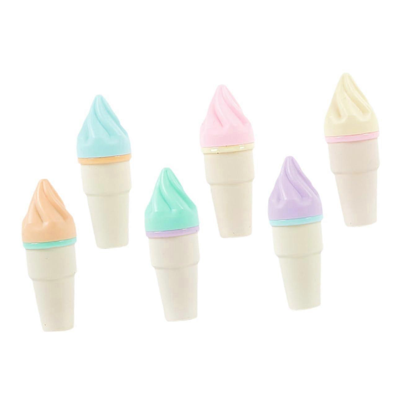 Set Of 6 Highlighters Ice Cream Markers Cream-Coloured Writing Pens Ice Cream Cone Pens Cream Chisel Tip