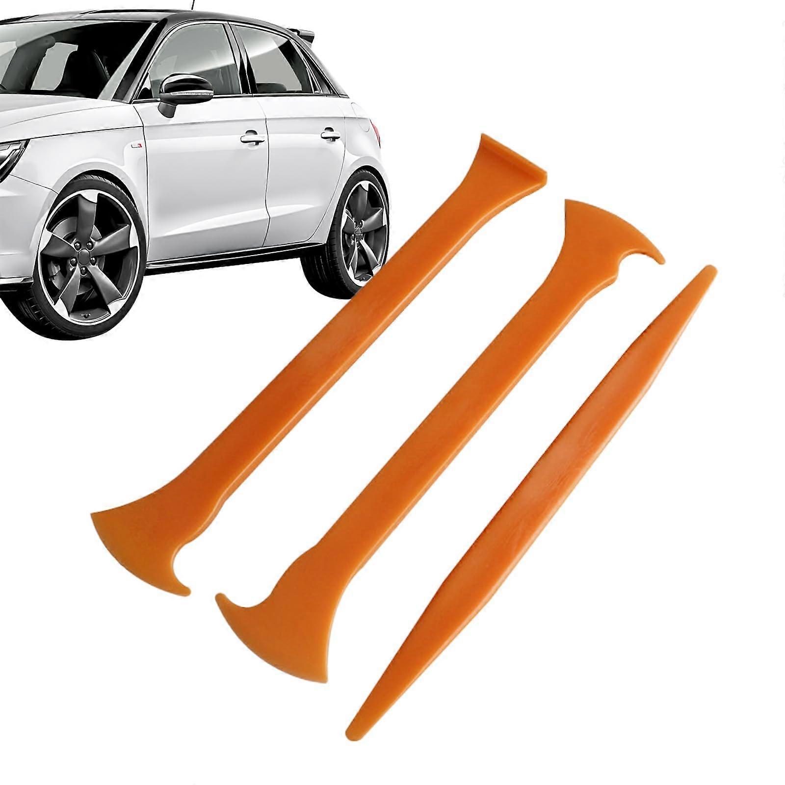 Automotive Tint Film Tool Set - 3-Piece Vehicle Window Tinting Kit with Small Scraper and Axe Edge Tool in Orange Color
