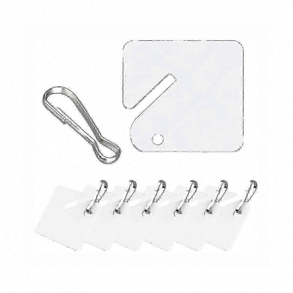 100 Pcs White Plastic Key Tags with Metal Snap Hooks for Slotted Key Cabinets & Boards