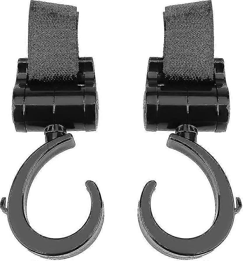 Stroller Hanger Multipurpose 360 Degree Rotating Stroller Stroller Hook Abs Plastic Hanger Accessories (black) (2pcs)