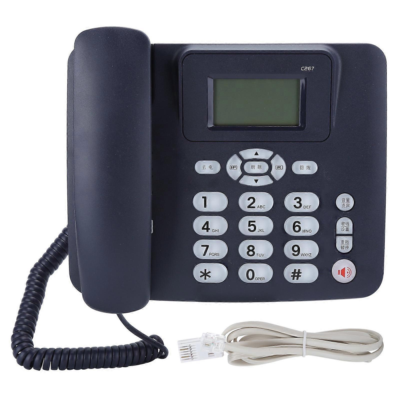 C267 Fixed Telephone with Dual Interface - Ideal for Business, Office, and Home Use, Blue