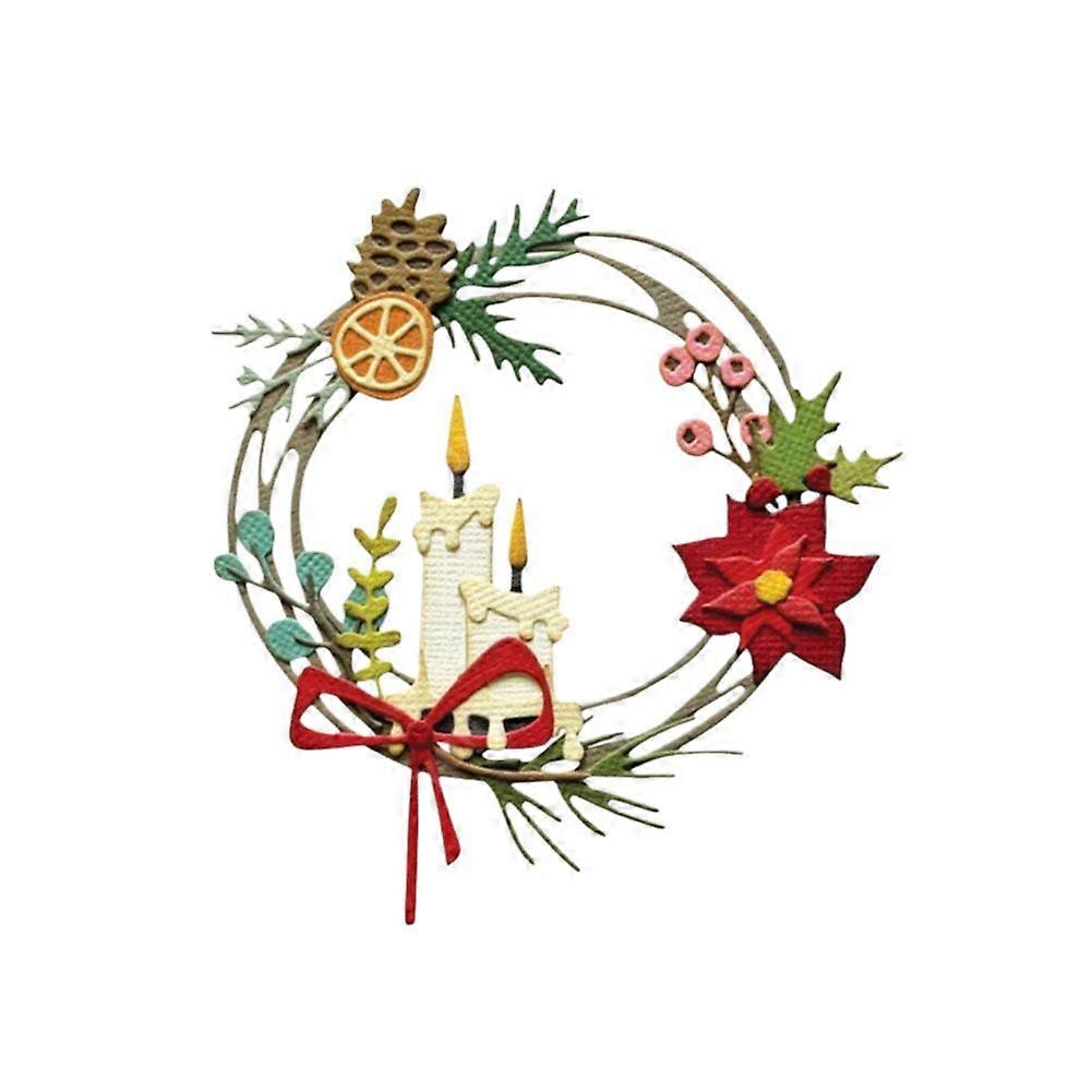 カード作り用のクリスマスリースダイズ、ヒイラギの葉リースメタルダイスカット、DIY