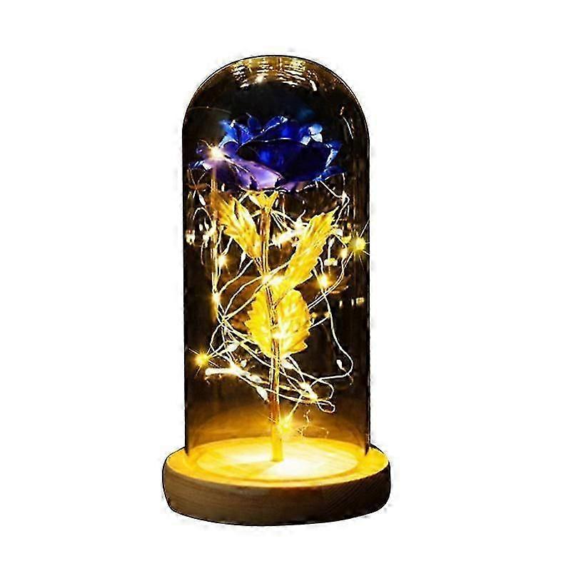 Beauty and The Beast Gold Foil Galaxy Rose LED Light Artificial Flowers