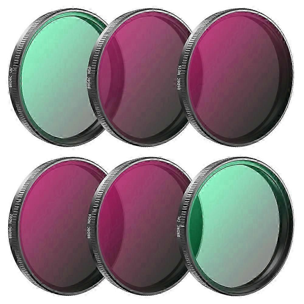 BRDRC 6Pcs Filters for DJI Osmo Action 5 Pro / 4 / 3 UV+CPL+ND8+ND16+ND32+ND64 Filters Set - MXBC