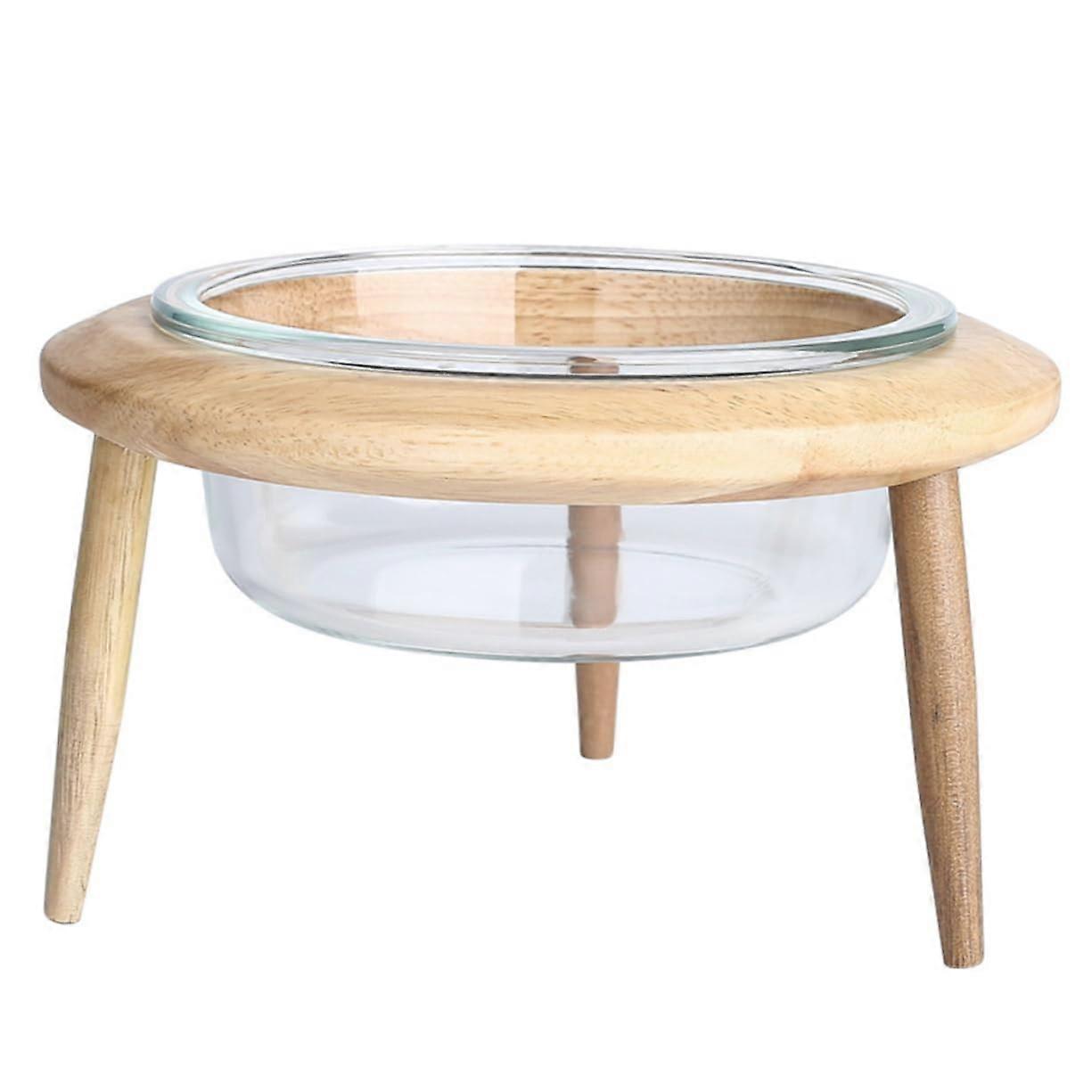 1 Set Pet Food Bowl with Wooden Stand, Water Bowl and Food Bowl for Cats, NonSlip Design for Safe Feeding, Home Accessory 19X19CM