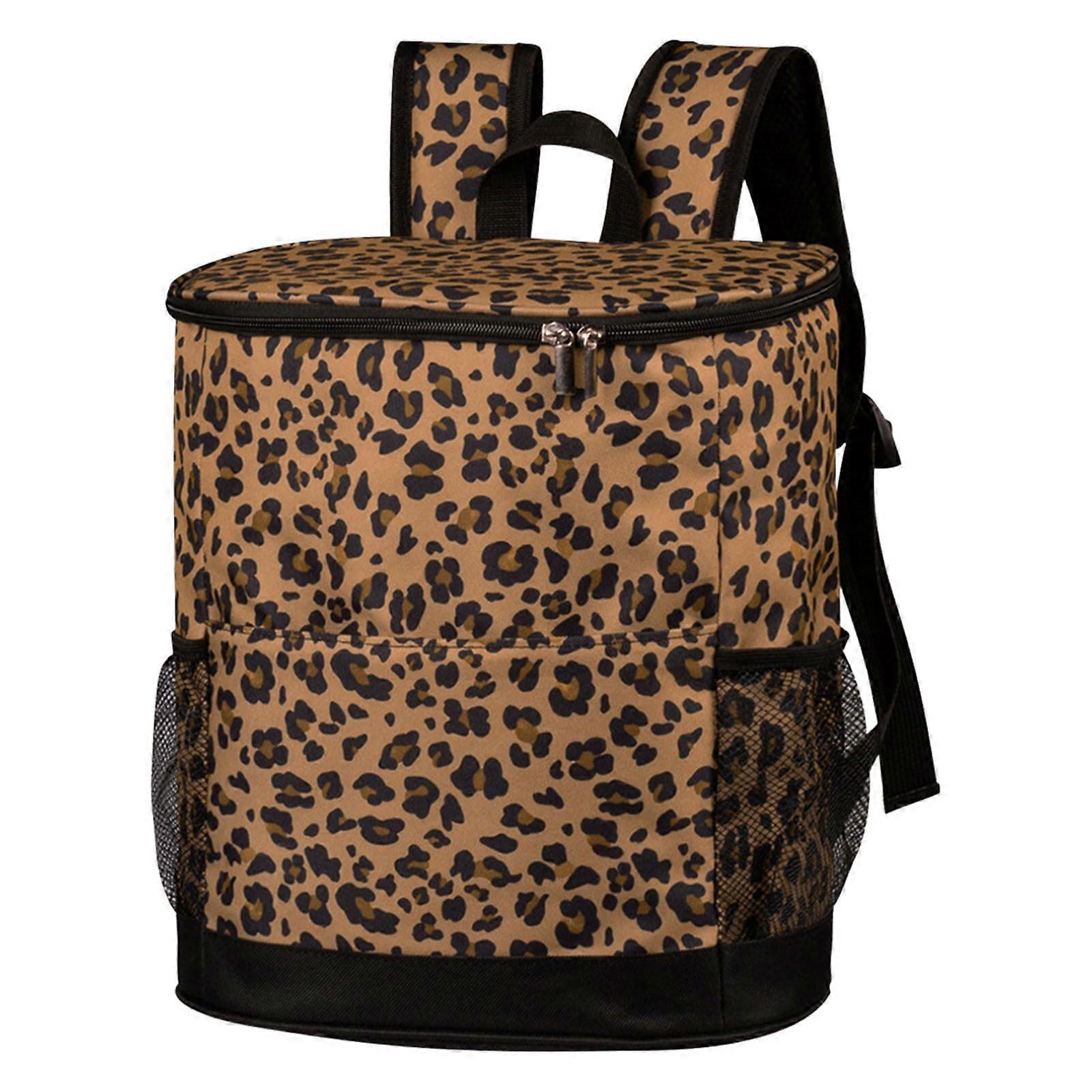 Cooler Backpack Insulated 24L with Hard Liner, Lightweight Leakproof for Beach/Work/Camping (Leopard2)