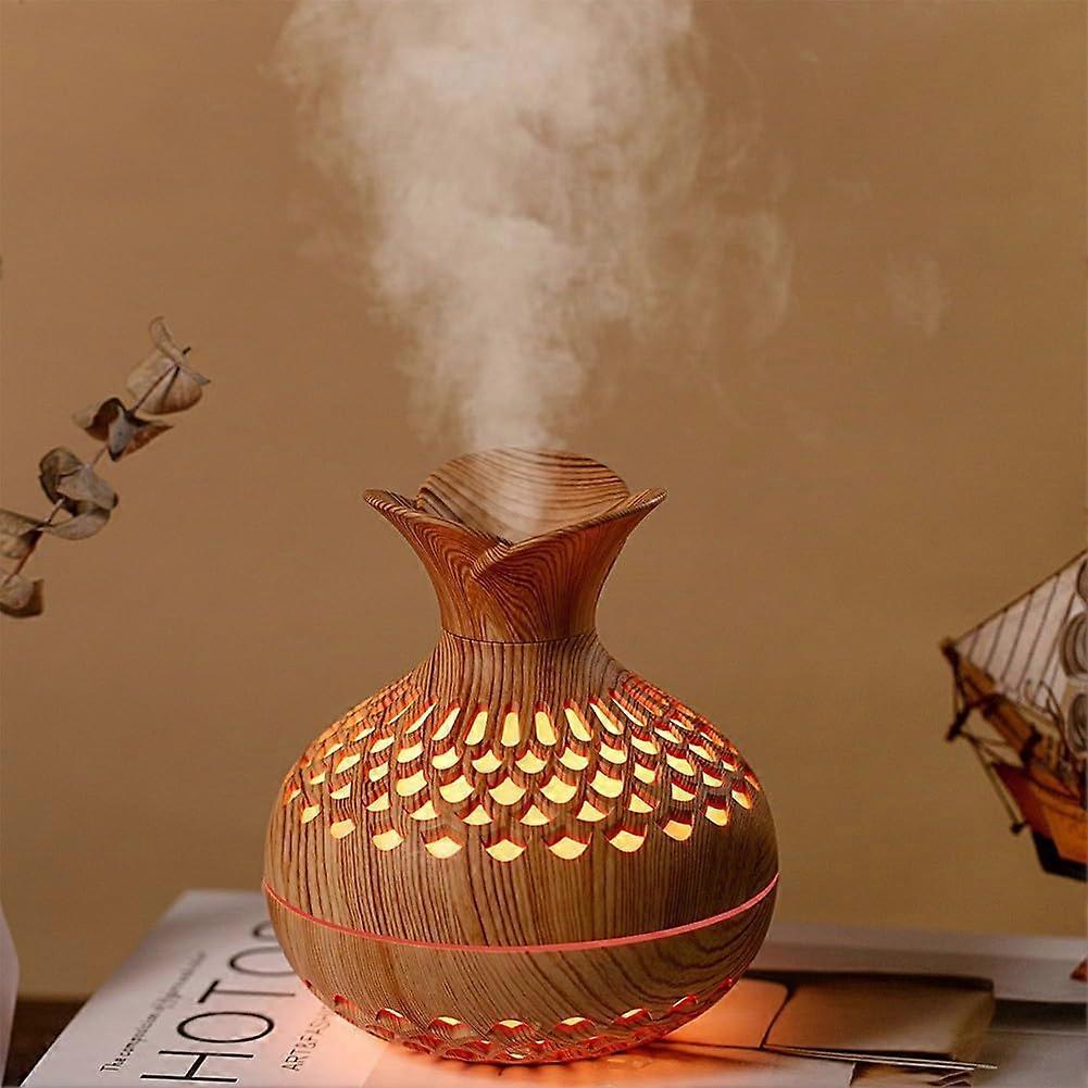 Essential Oil Diffuser USB Desk Humidifier Wood Grain Finish Aromatherapy For Home Office Quiet Operation Light Finish