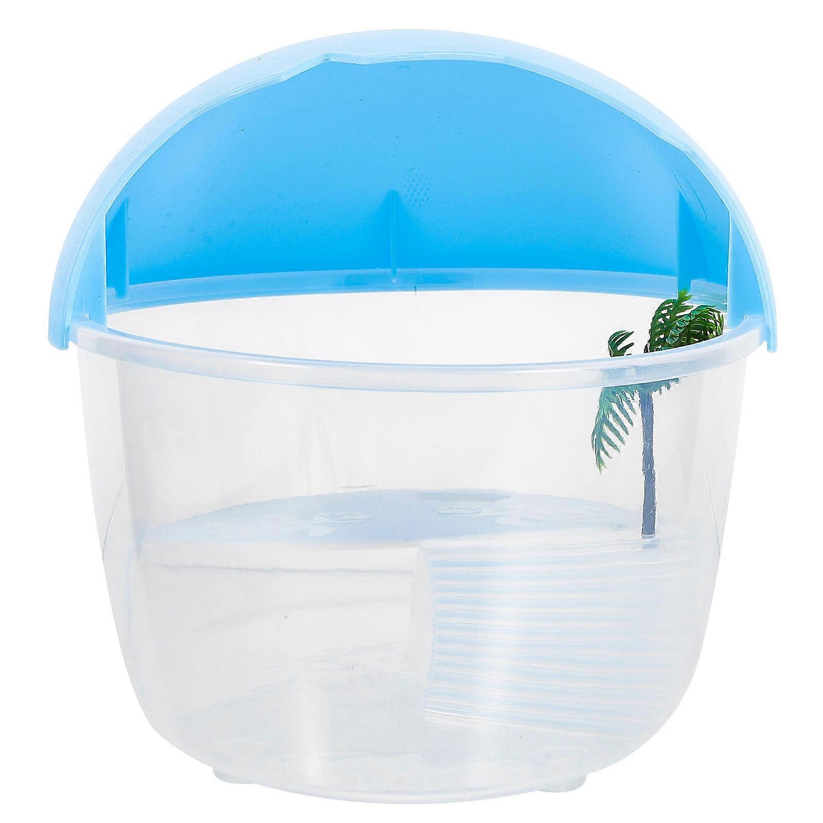 Practical Turtle Tank with Basking Platform Creative Reptile Feeding Box with Smooth Surface for Easy Cleaning and Climbing