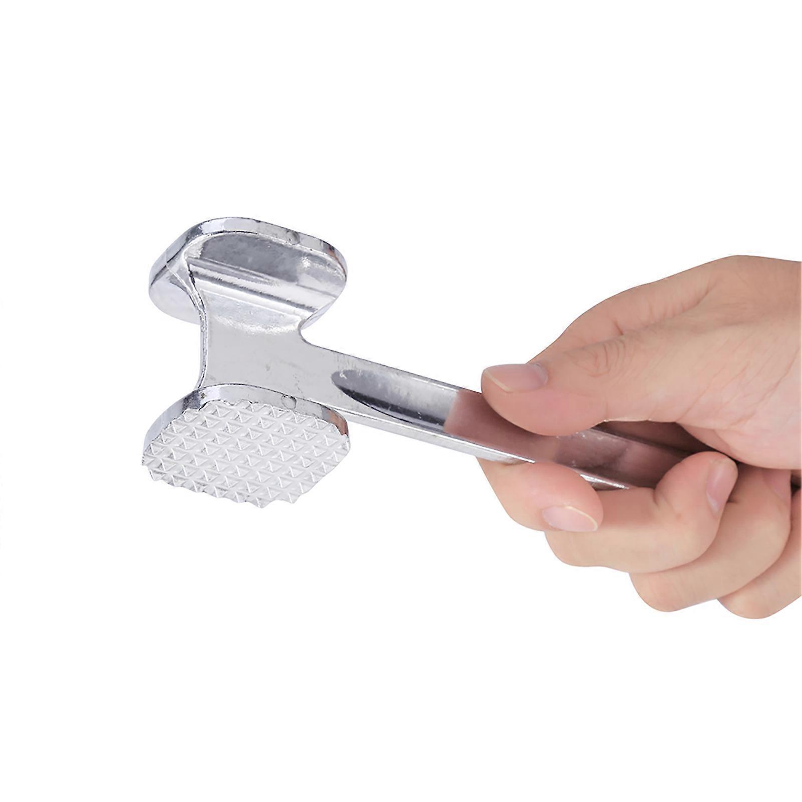 Kitchen Aluminum Meat Tenderizer Hammer 220mm Silver Two-Sided