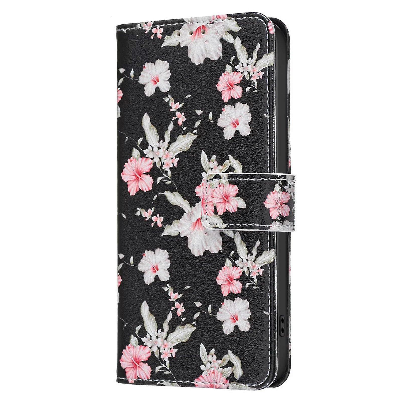 Case for iPhone XS Max 3D Painted Leather Flip Folio Wallet with ID Credit Card Slots Kickstand Magnetic Closure Red Flowers