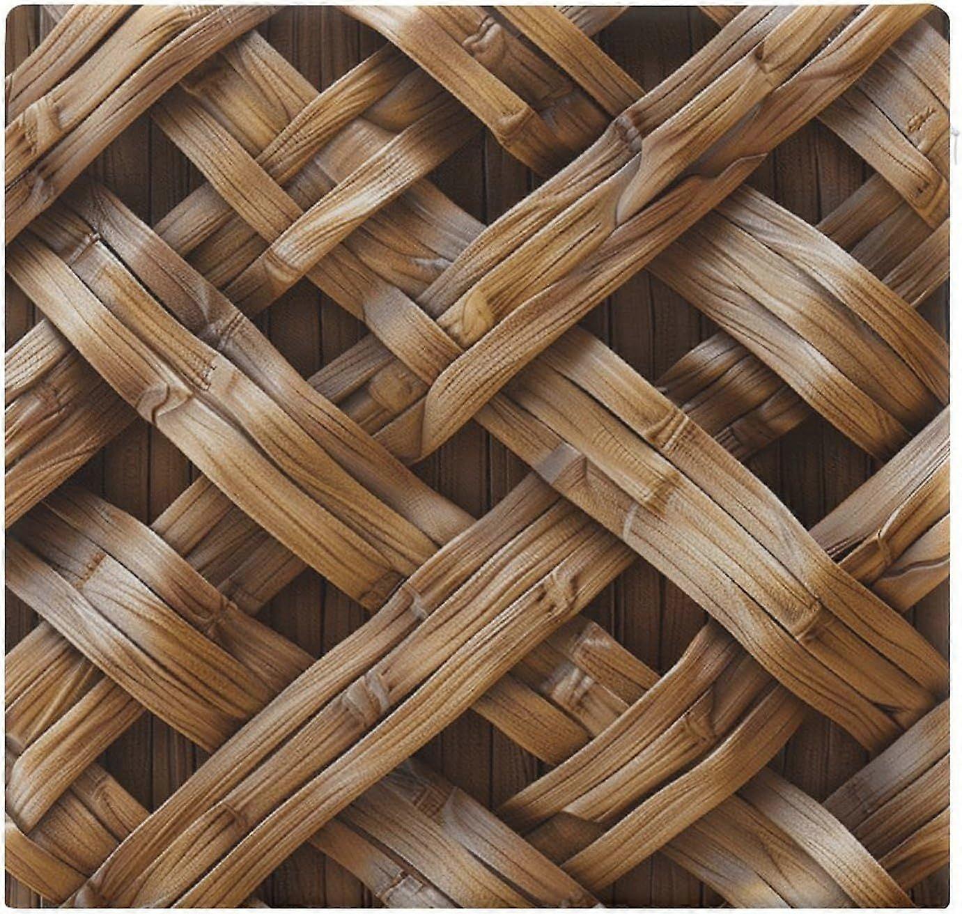 Square Seat Cushion,Rattan Weave Pattern Printed Breathable Square Chair Pads