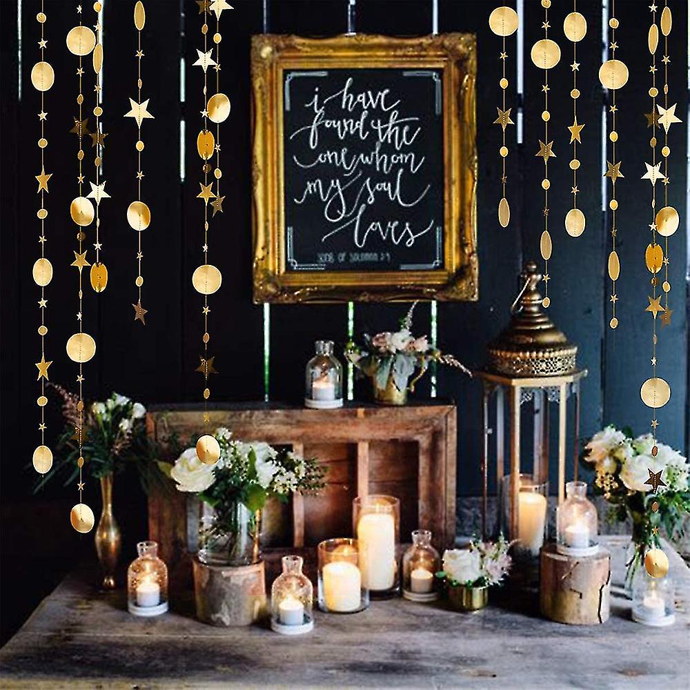 Gold Star Garland Lune Kit Hanging Garands Banderoles Bunting