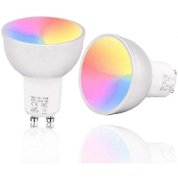 2 pcs, RGB+W GU10, smart lamp cup, wifi remote control for mobile phone