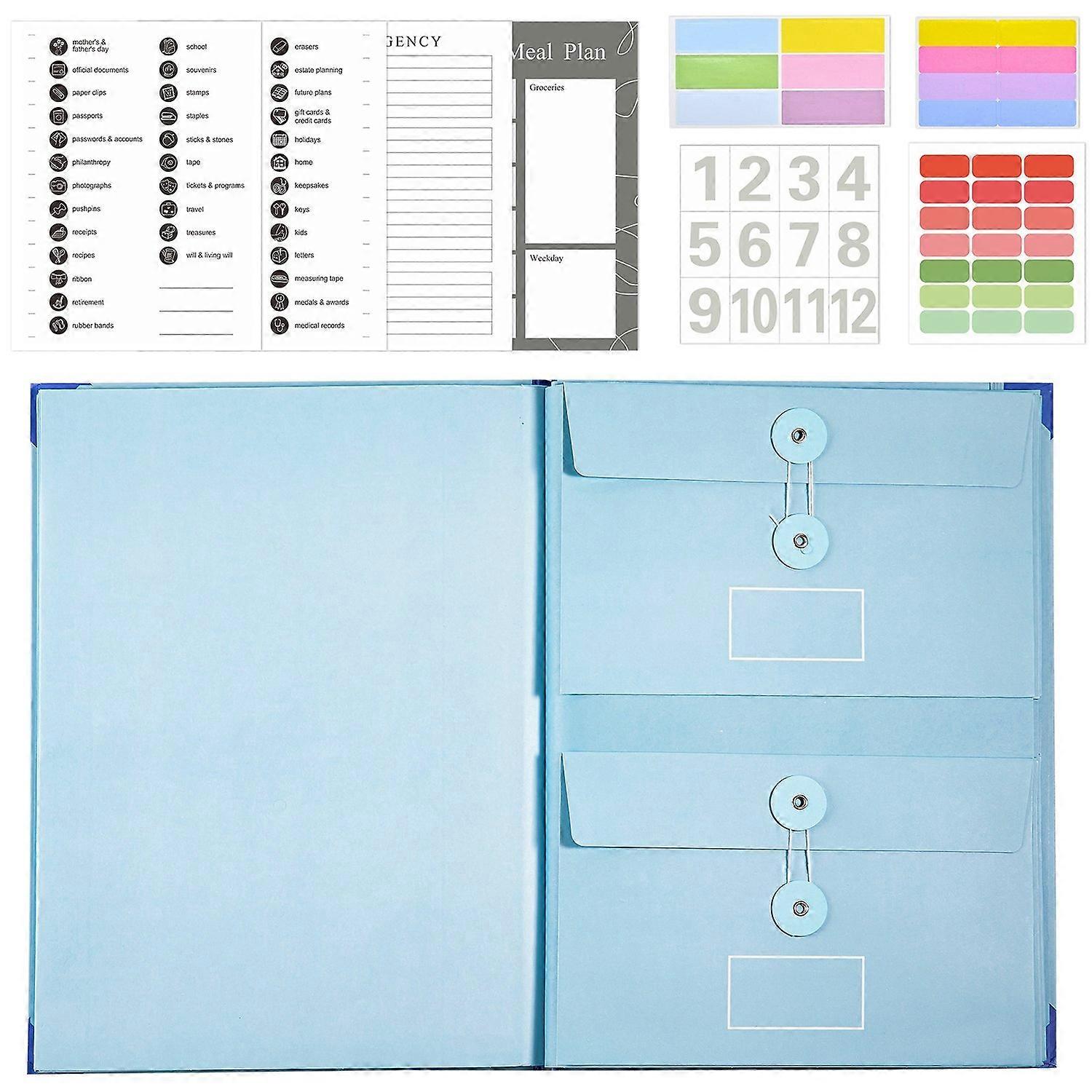 Accordion Document Bag With Colorful Stickers Blue