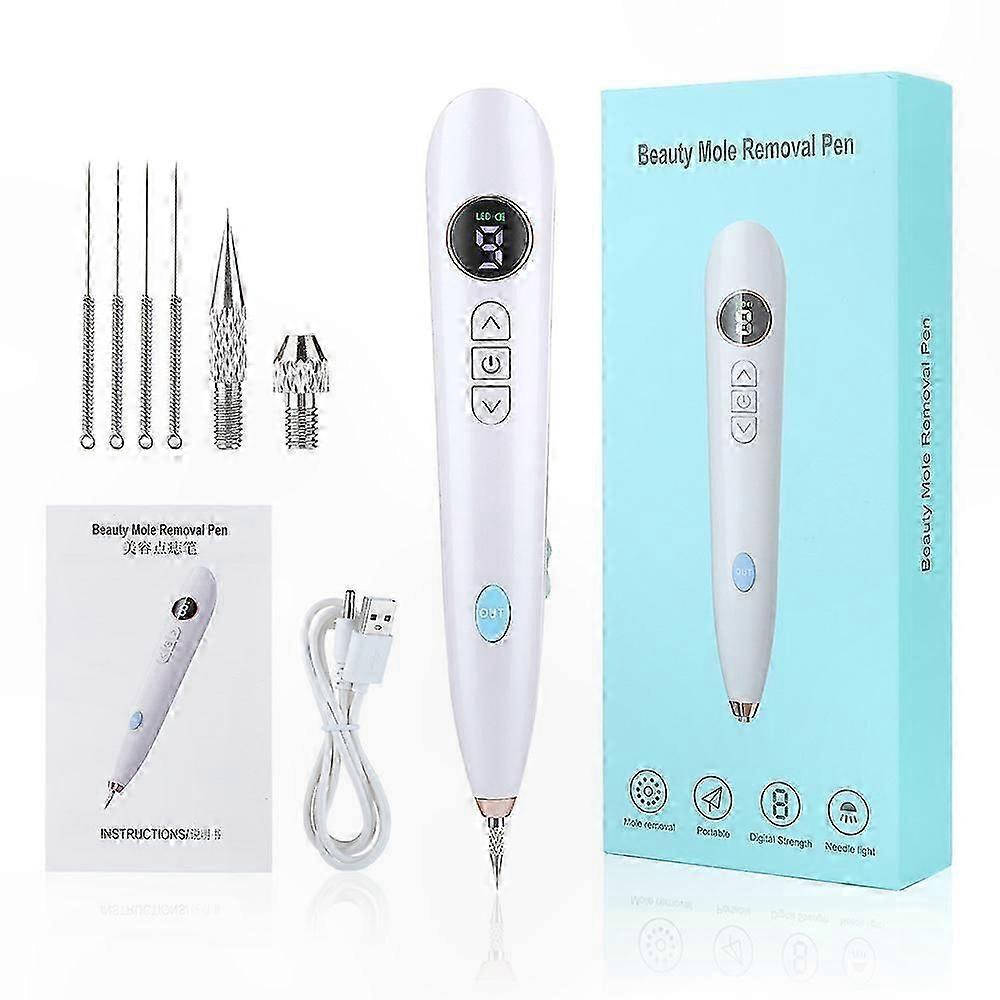 Skin Tag & Mole Remover Kit with Replaceable Needles, USB Rechargeable Spot Eraser for Home Use (White)