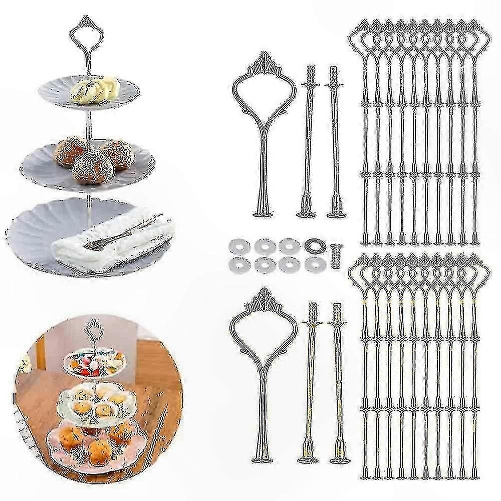 3-Tier Cake Stand Hardware Kit, 10 Sets of Fittings for Tiered Trays and Display Stands