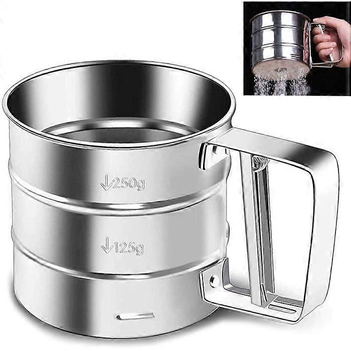 Stainless Steel Flour Sifter, Held Sifting Flour Sifter Net Shaker Screened Sugar Mesh Sieve Baking Cake Tools
