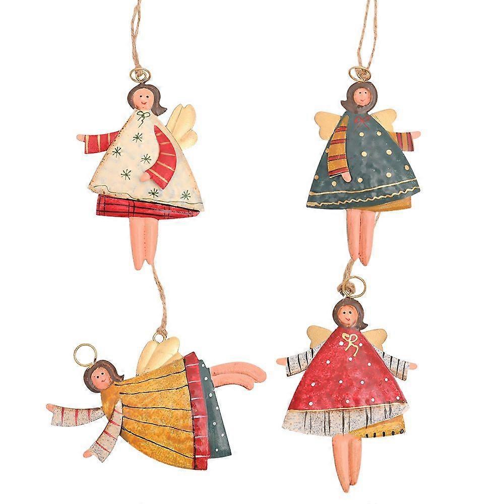 4 PCS Christmas Metal Dancing Angel Pendants Christmas Tree Hanging Ornaments Xmas Tree Doll Decora