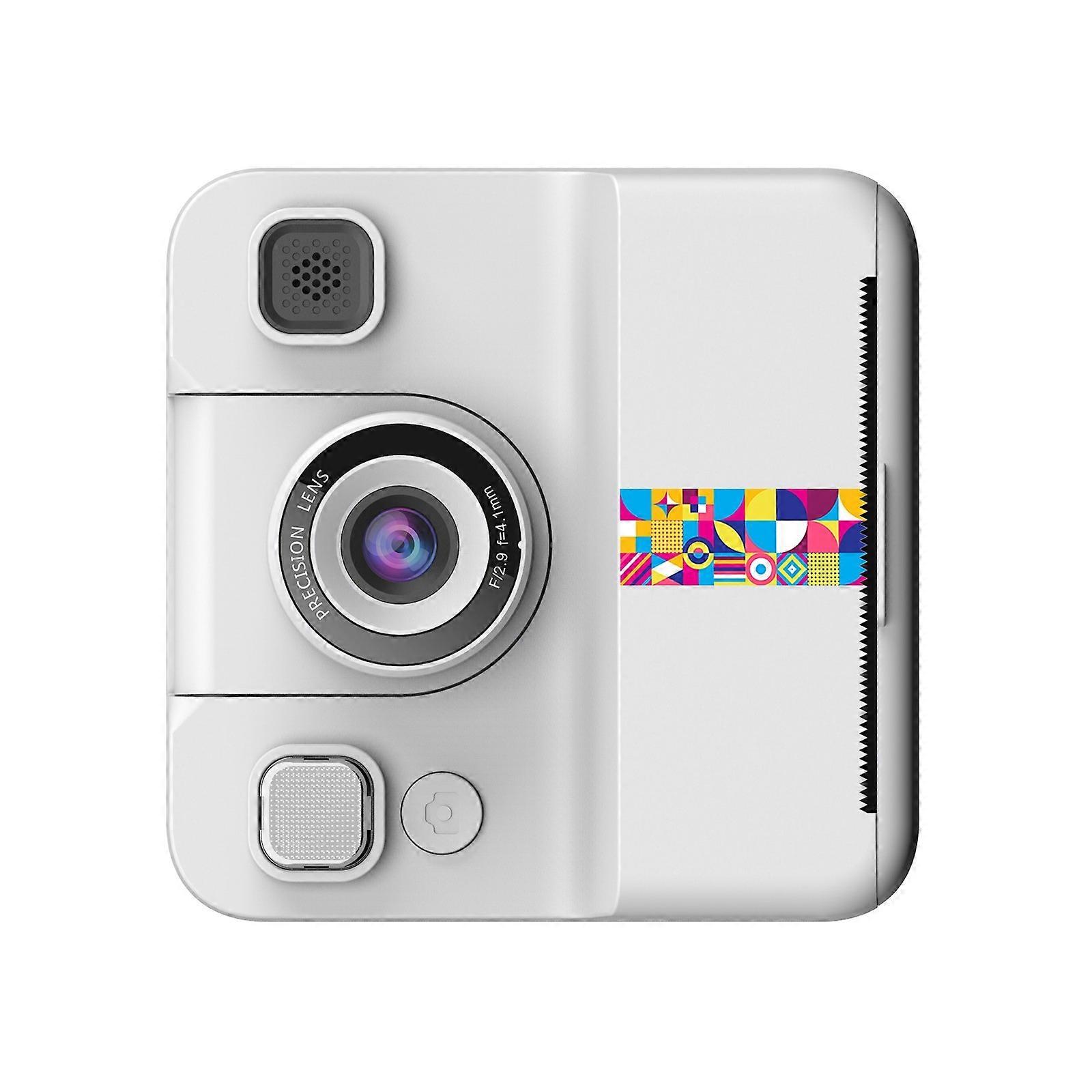 180° Flip Lens Childrens Camera With Photo Printer 2400W Pixel IPS Display Music Player  White