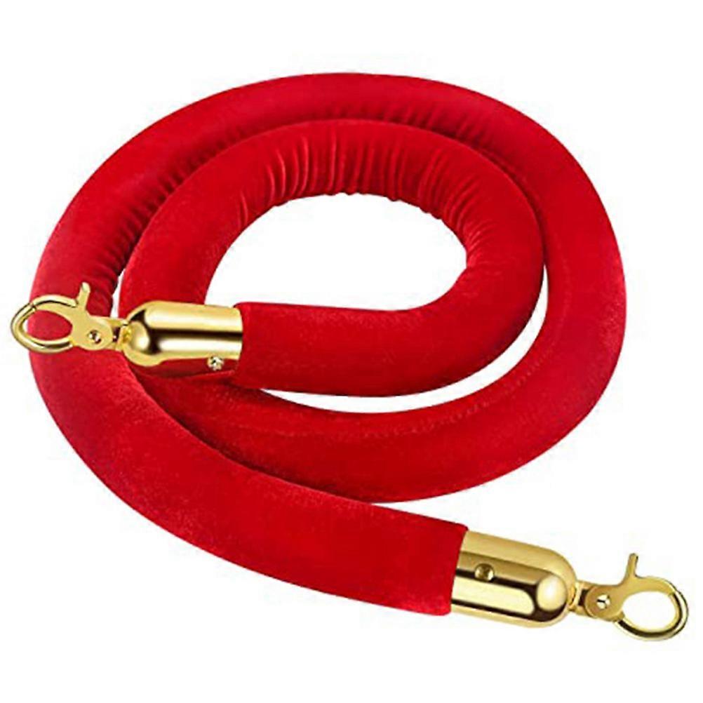 Queue Barrier Rope Stanchion Queue Management for Banks Red Velvet and Zinc Alloy Material with Easy Installation 1Pack