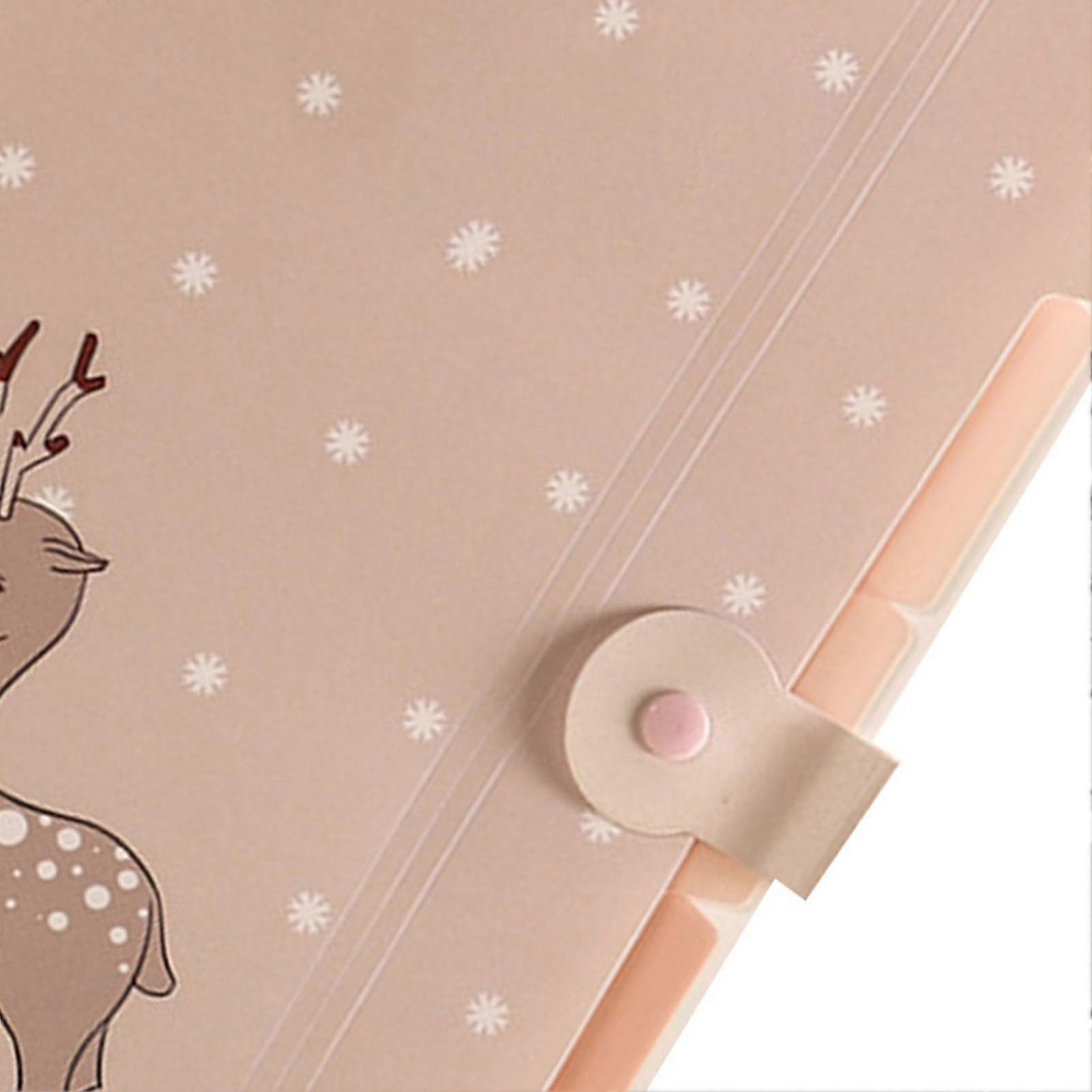 Cute Pink Deer PP Expanding File Folder with Snaps, Mechanical Edge