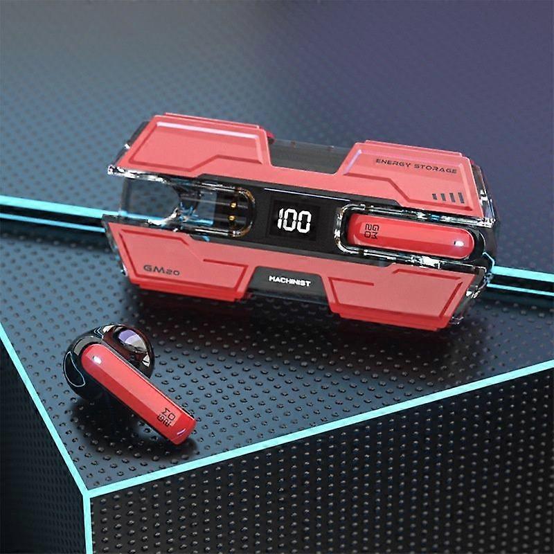 True Wireless Earphones Bluetooth 5.2 Stereo Sound Deep Bass With Charging Case LED Display(Red)