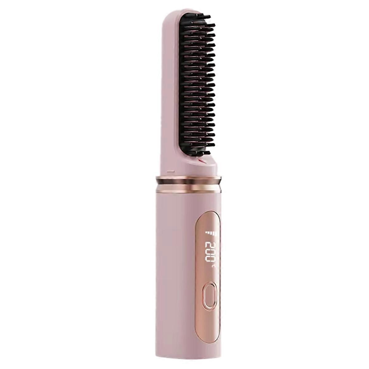 Cordless Hair Straightener Brush,Fast Heating Straightening Brush with Adjustable Temperature, Ideal for Curly Hair