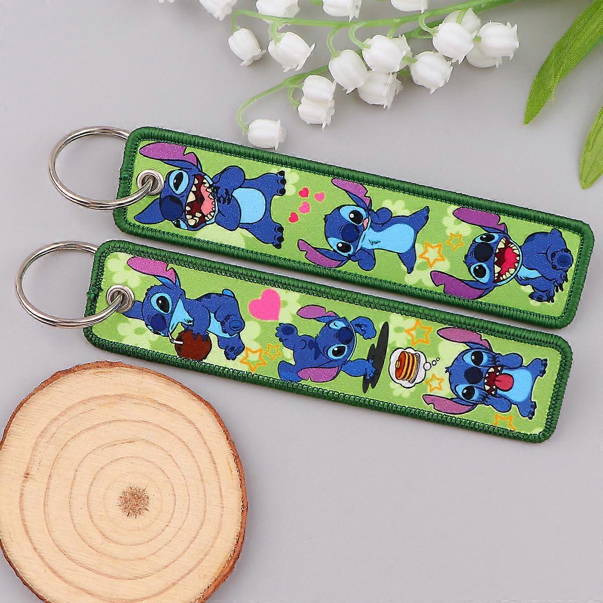 Cartoon Alien Embroidery Key Fobs Princess Key Tags Keychain For Motorcycles Cars Key Ring Accessories Backpack Chaveiro Gifts