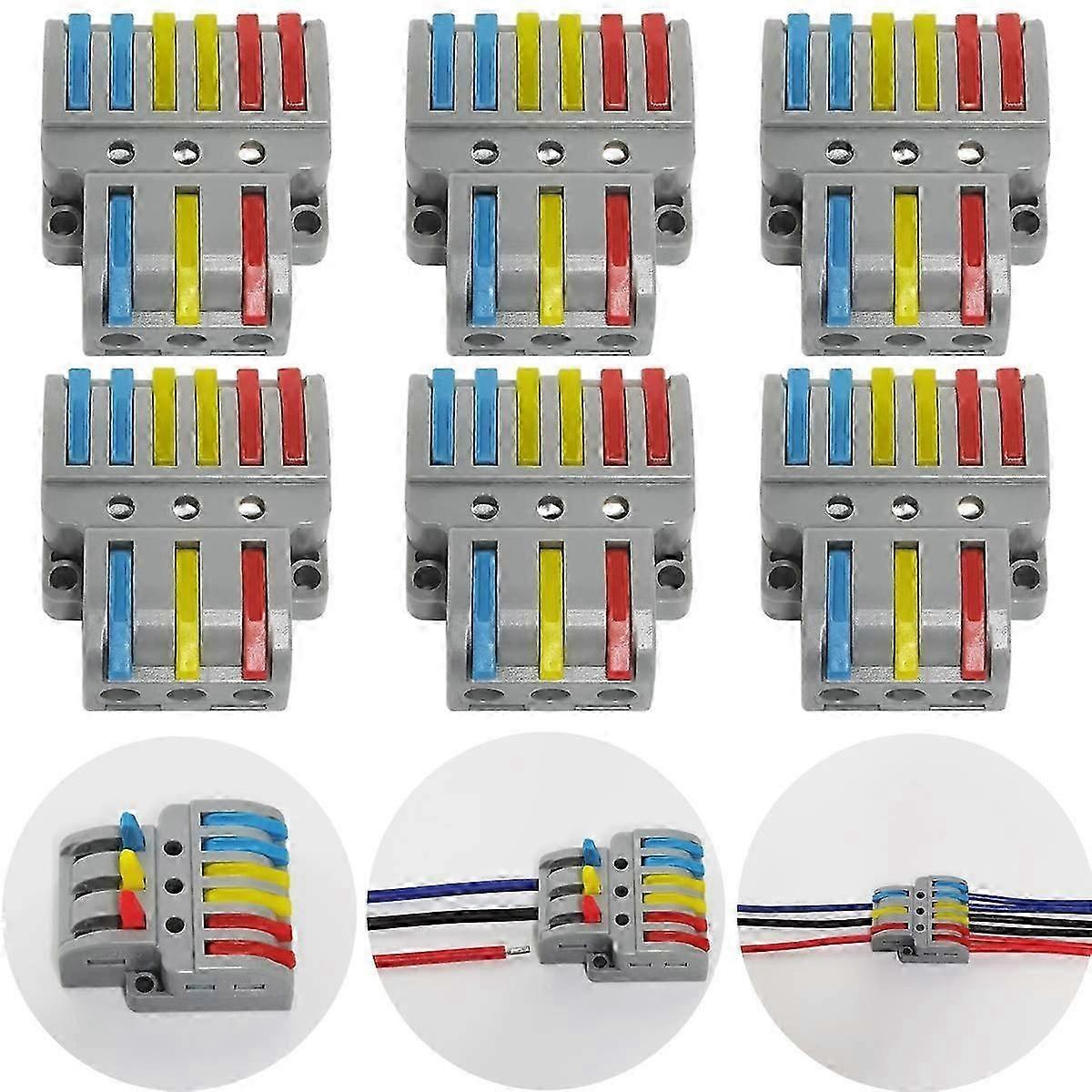 Electrical Terminal Block 6 Pcs Compact Automatic Connector