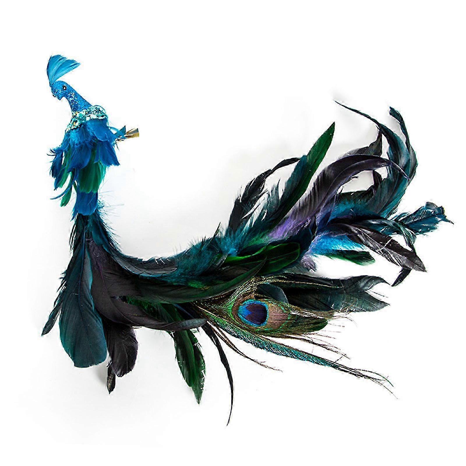 Multicolor Christmas Tree Decorations with Faux Peacock Ornaments - Hanging Tree Decor for Festive Holiday Season