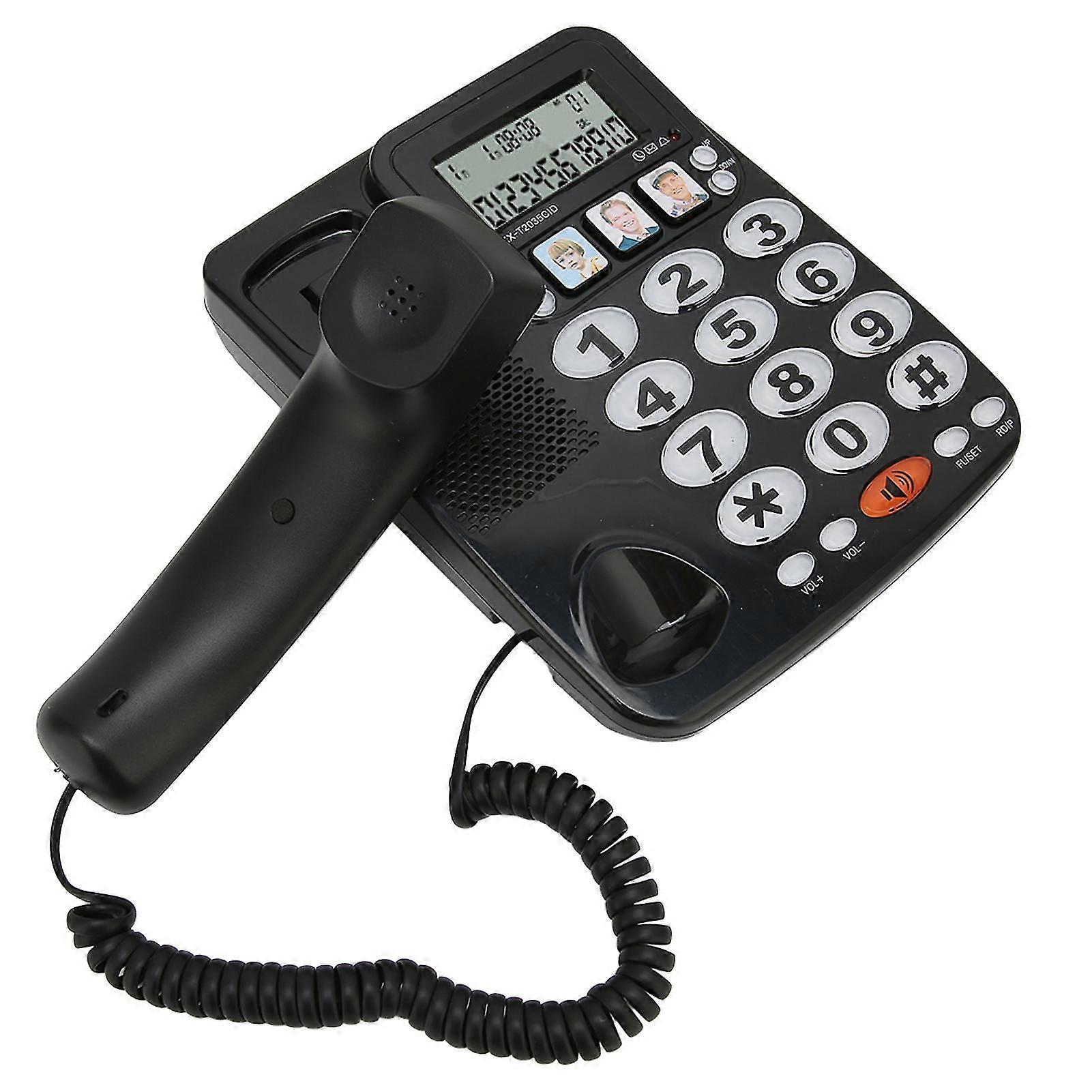 Corded Telephone Caller ID Adjustable Ringtone Mute Shortcuts Storage Desk Landline with Indicator for Home OfficeBlack 2025