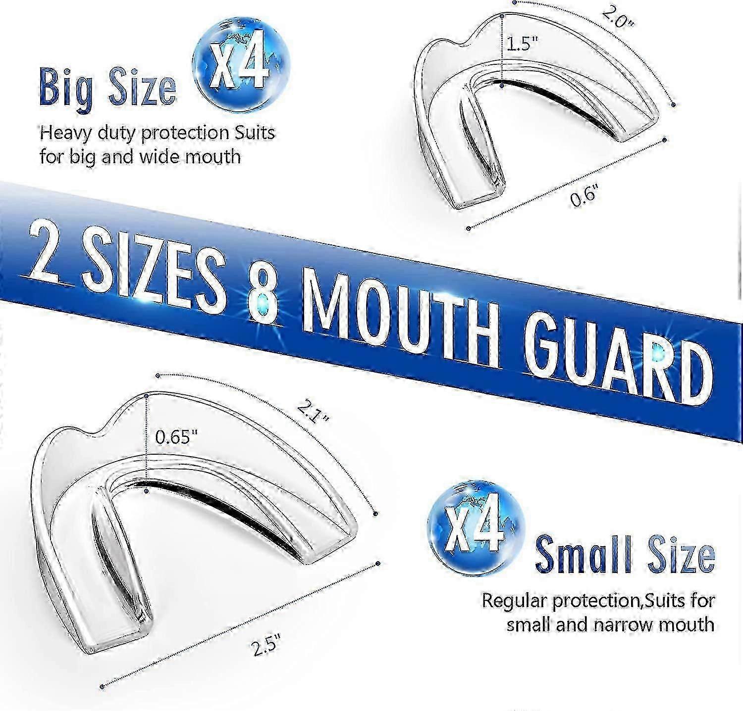 8 PCS Moldable Mouth Guards for Teeth Grinding and Clenching Night Use Dental Guards 2 Sizes