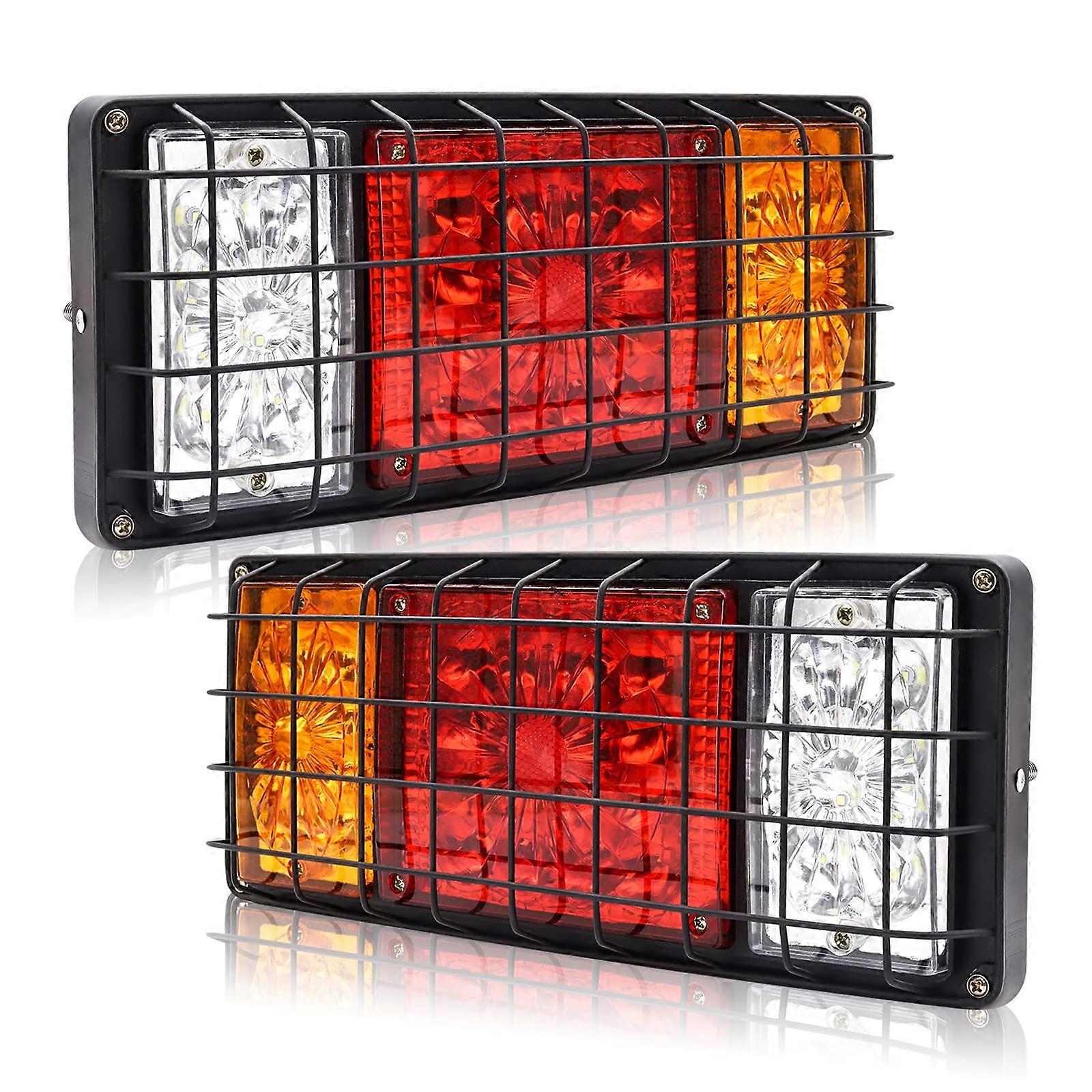 12V LED Truck Tail Lights  Iron Framed, Flower Pattern, Stop Brake Turn Signal Running Reverse, Universal, 2Piece