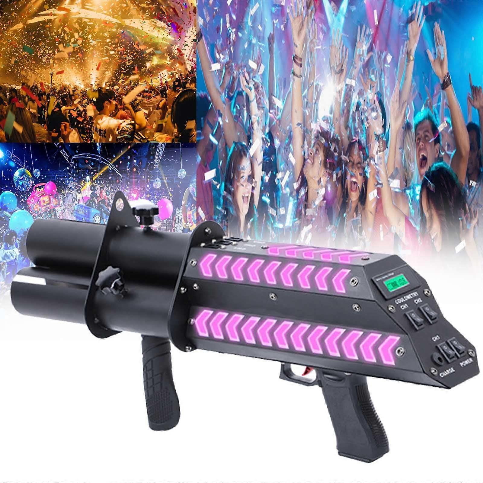 Confetti Launcher, Electronic Firework Cannon With LED Light, 810 cm Spray, Atmosphere Props For Bars And Nightclubs