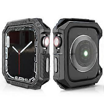 For Apple Watch Series 9/8/7 41mm Carbon Fiber TPU Smart Watch Case Anti-collision Protective Frame