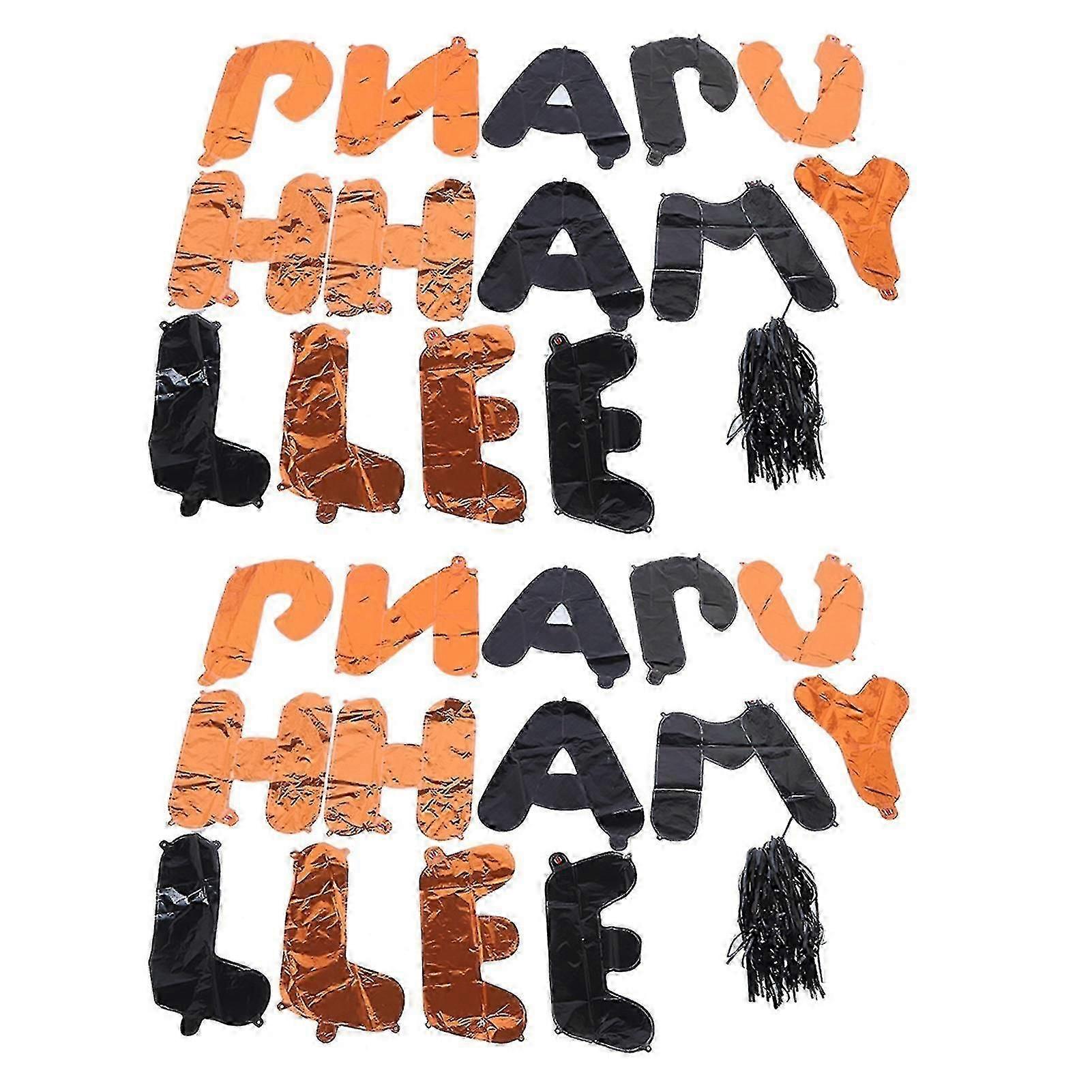 2 Set Happy Halloween Balloon Banners Set For Halloween Bar Home Decor Supplies Party Decoration