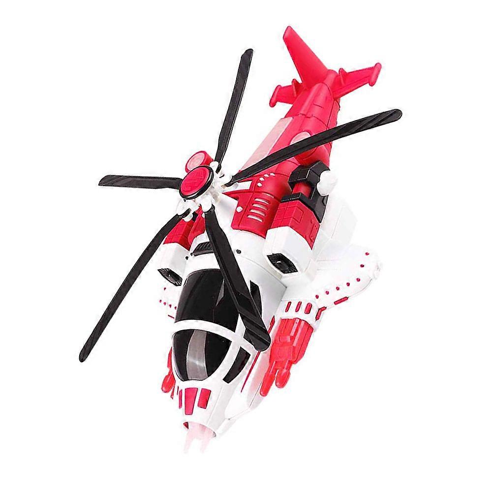 Kids Flying Helicopter Toy Plastic Assembly Helicopter Model for New Year Abs Red with Music and Light 1Set
