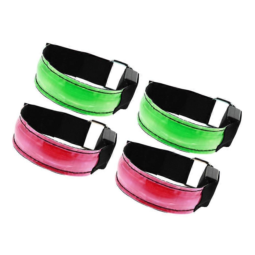 Reflective LED Armband For Night Running Supplies Adjustable Design Assorted Color USB Powered 4Pcs