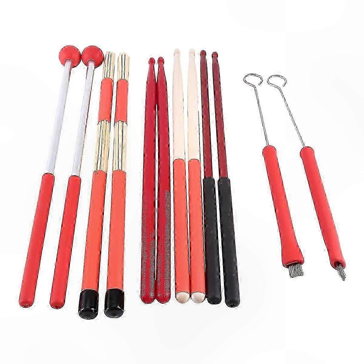 Retractable Percussion Brushes for Jazz Music Drumming Accessory Sets with Sticks