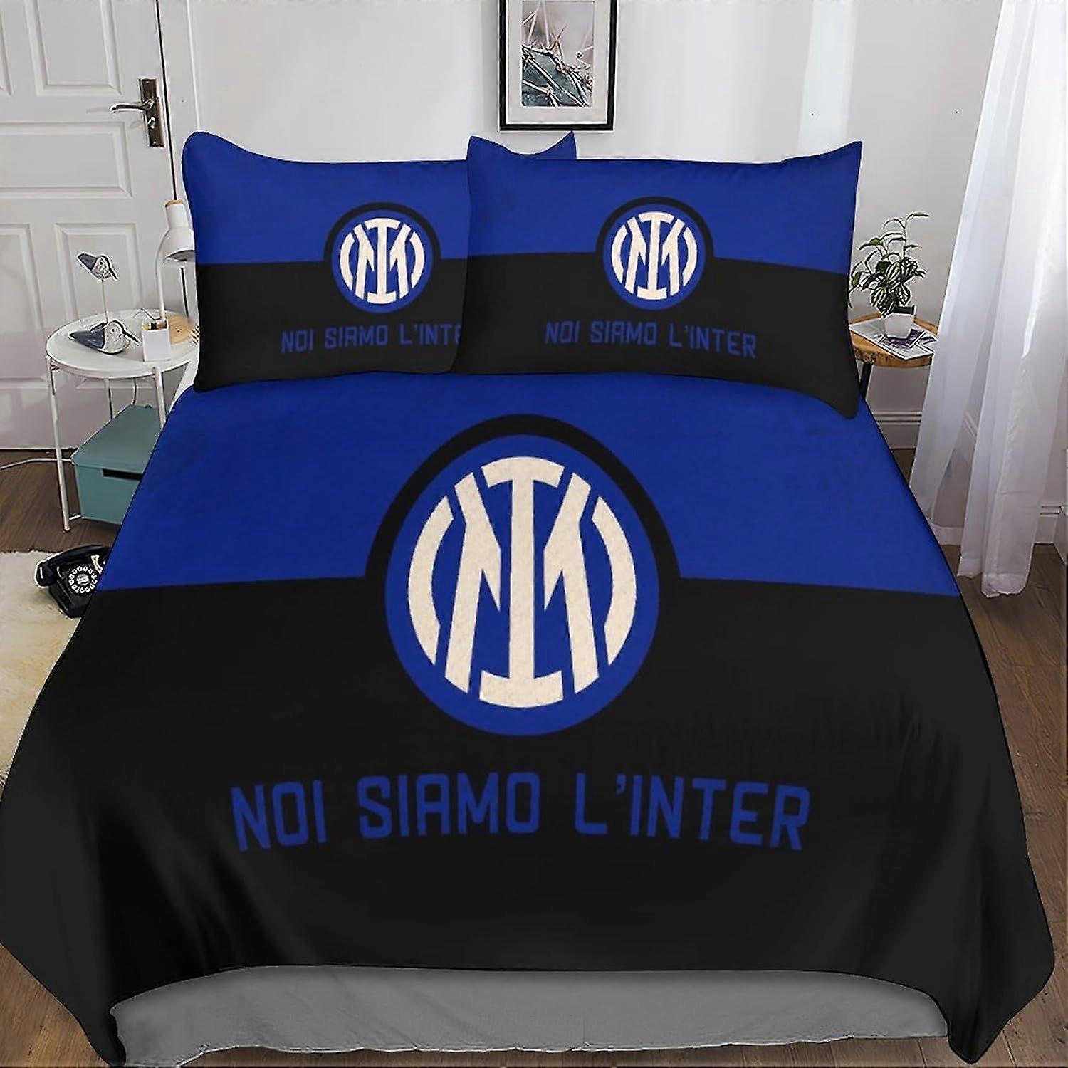 u127 3D Inter Milan Effect Children And Adults Printed Comforter Set with Pillowcases Comforter Bedding Set (3d Super Club) m127