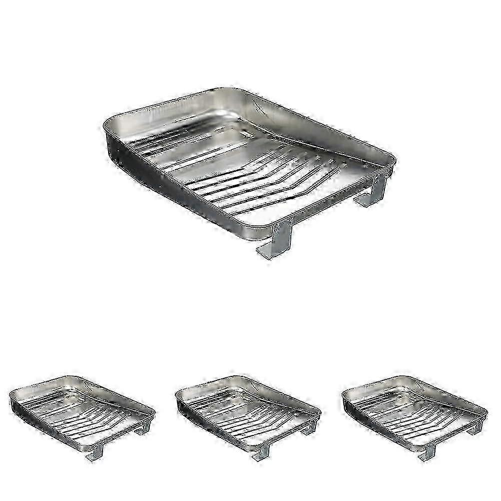 Reusable Angled Ribbed Paint Tray with Ladder Hook, 9 Inch (4-Pack) - Durable Paint Trays for Professionals