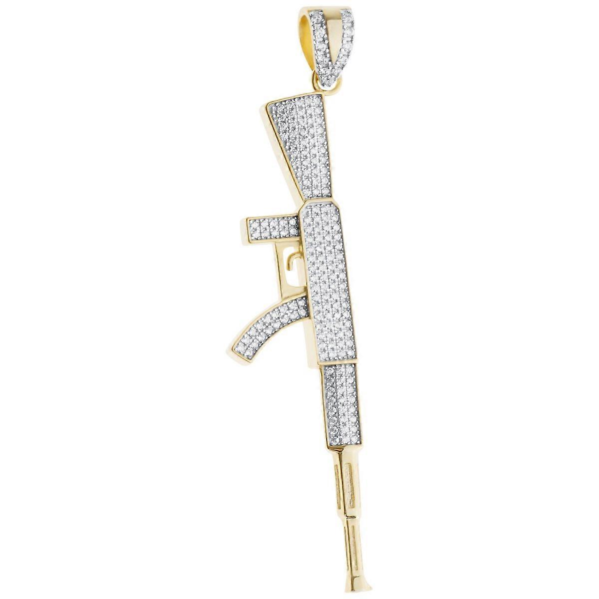 Premium bling-925 Sterling argint AK pușcă pandantiv de aur