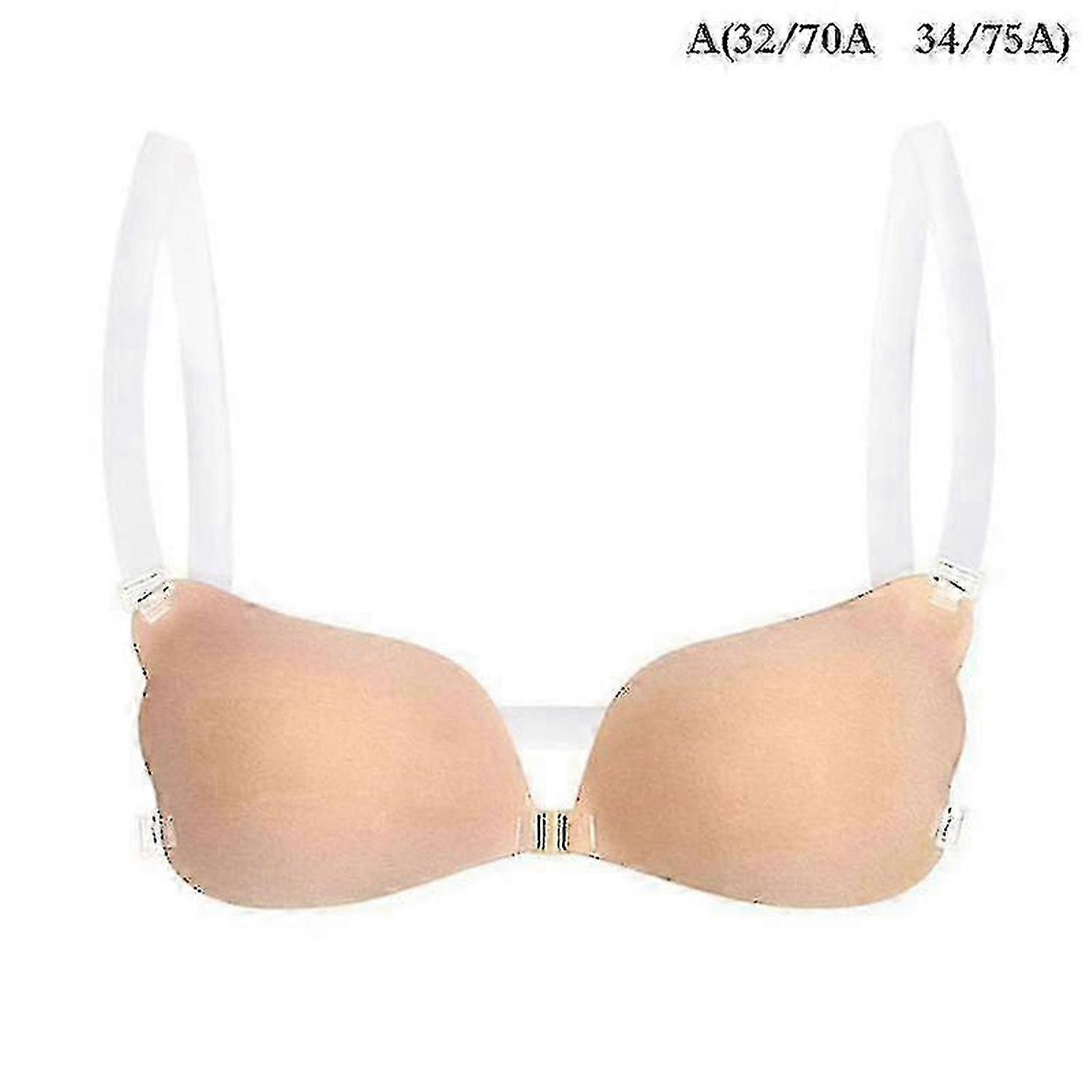 1pc Women Invisible Bra Push Up Silicone Bra With Transparent Straps Backless