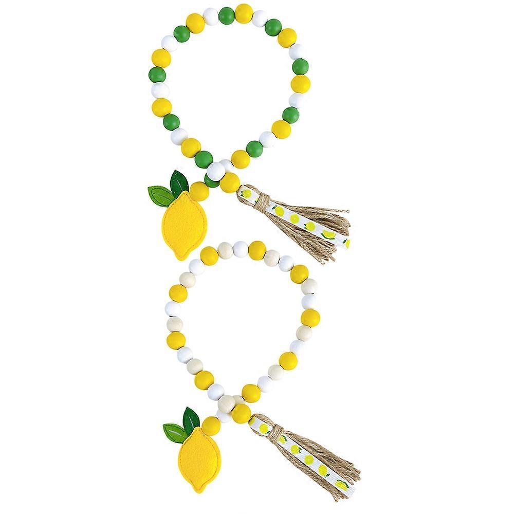 Wooden Beads Garland for Decoration 10Pcs Lemon Style with Tassels