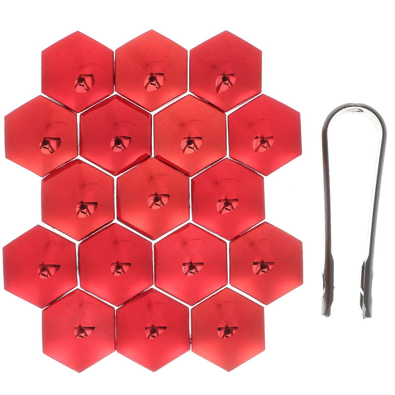 Wheel Hub Cover Lug Nut Covers for Car Use with Fitment Tool 60Pcs Red