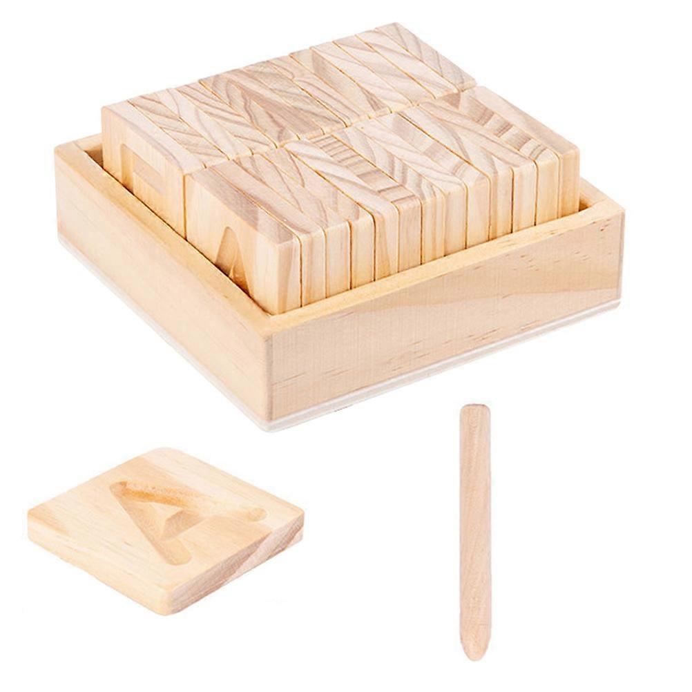 Cognitive Alphabet Toy For Kids With 2 Sets Wooden Educational Plaything For Indoor Learning 52 Pieces Beige Color